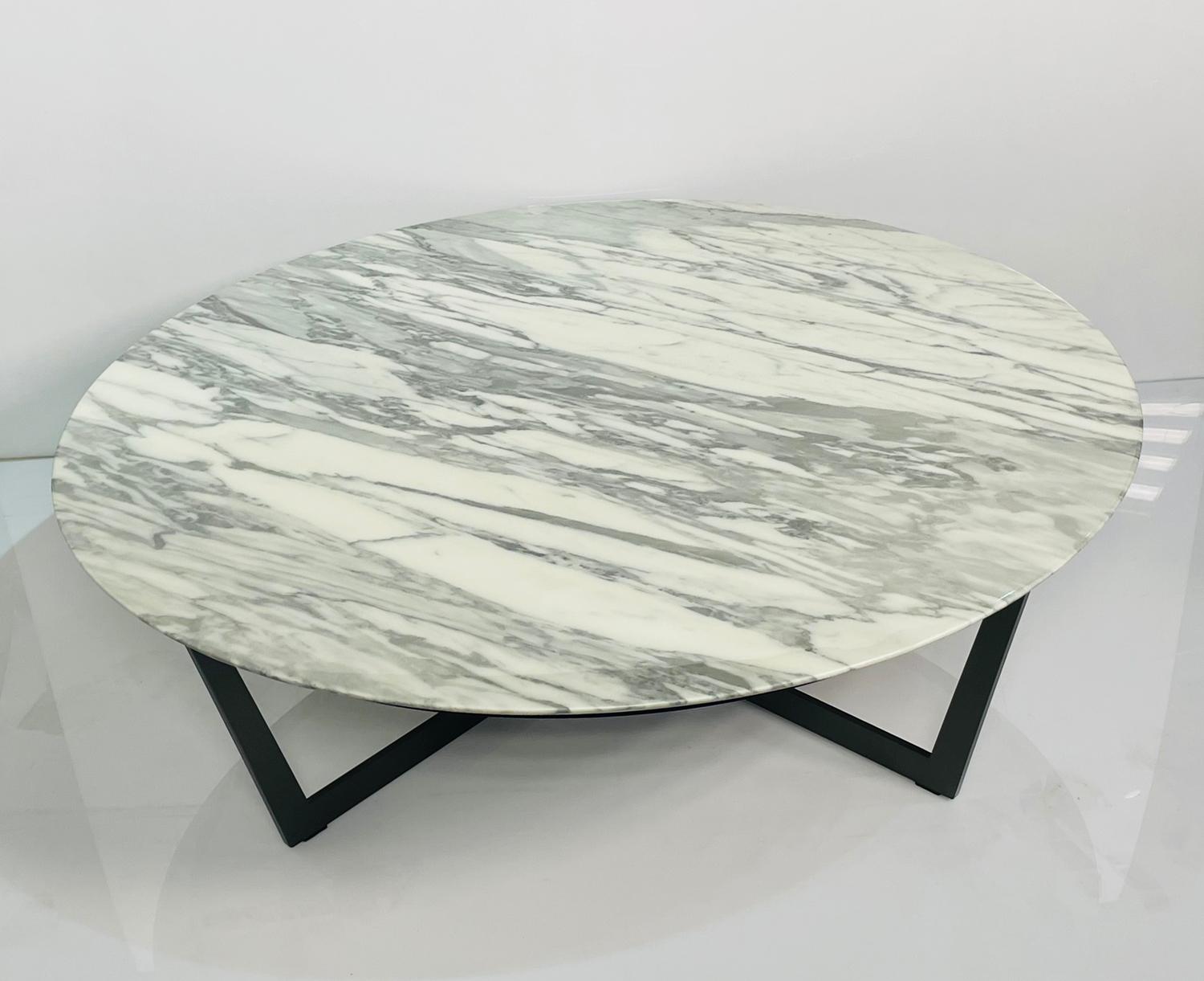 Modern Element Coffee Table with Carrara Marble Top by Camerich