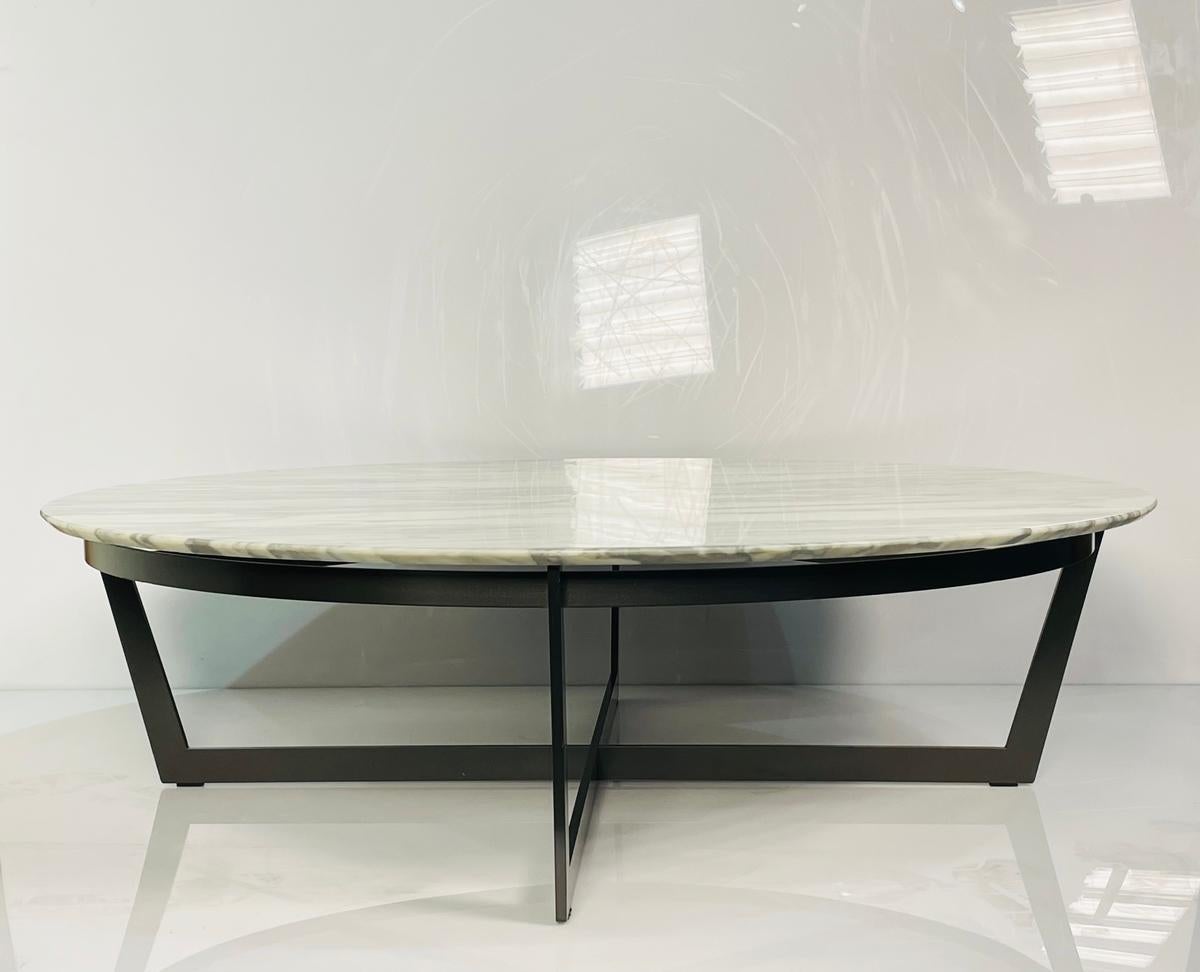 Steel Element Coffee Table with Carrara Marble Top by Camerich