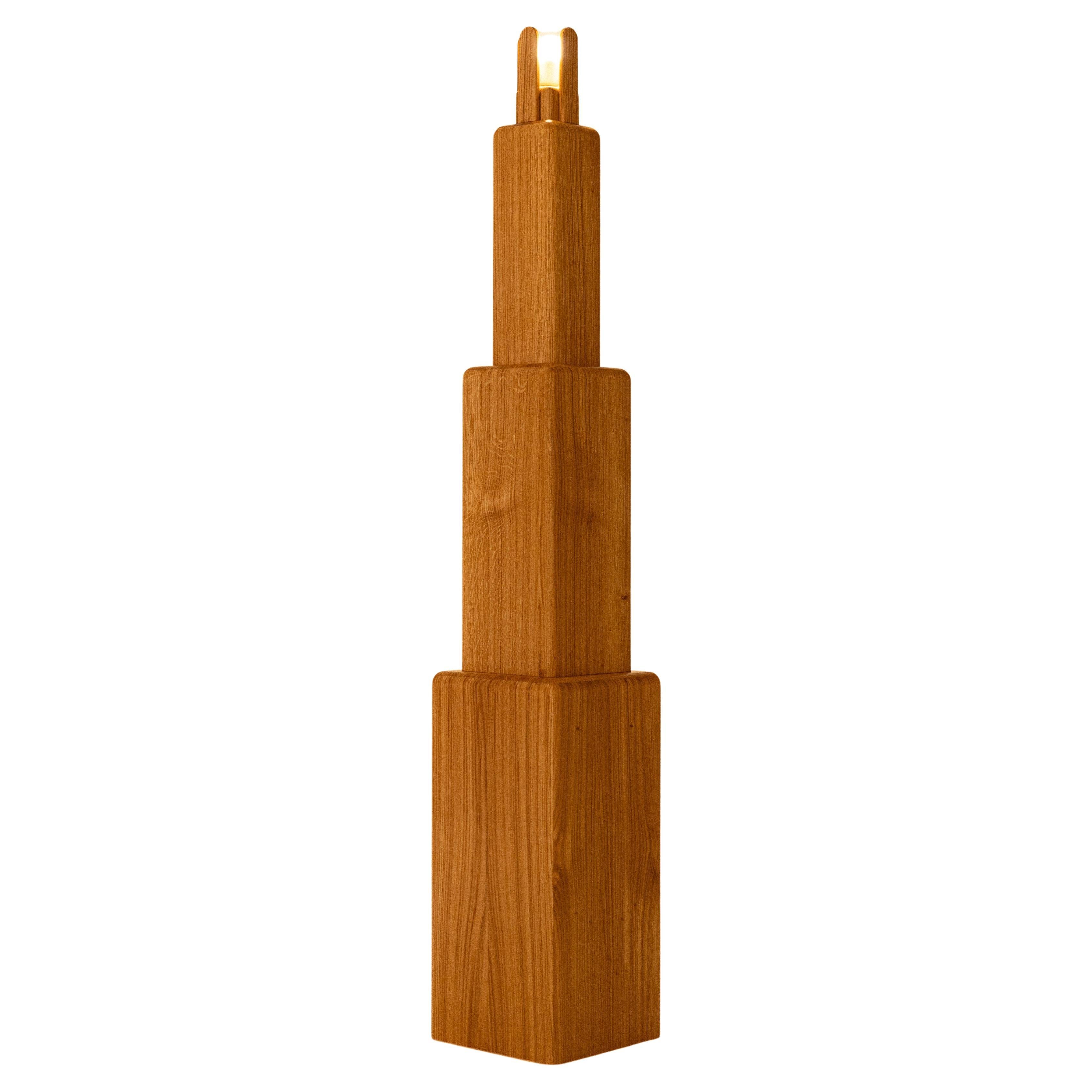 Element floor lamp in oak wood For Sale