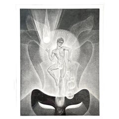 Vintage "Element of Air, " Art Deco Print with Male Nude and Atlantis Theme by Avinoff