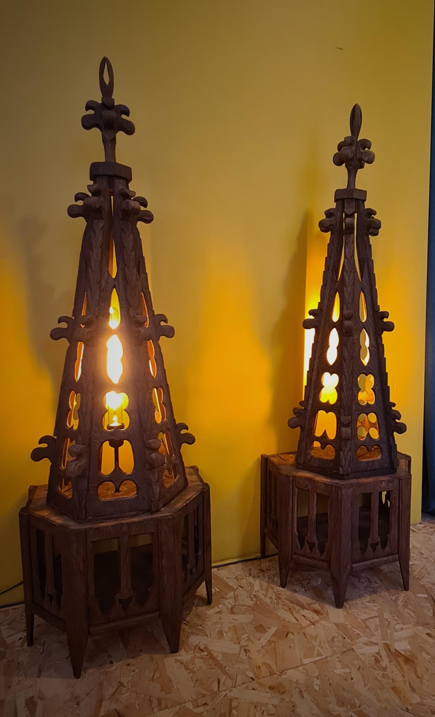 Carved Element of church decoration, Pinnacle transformed into a lamp