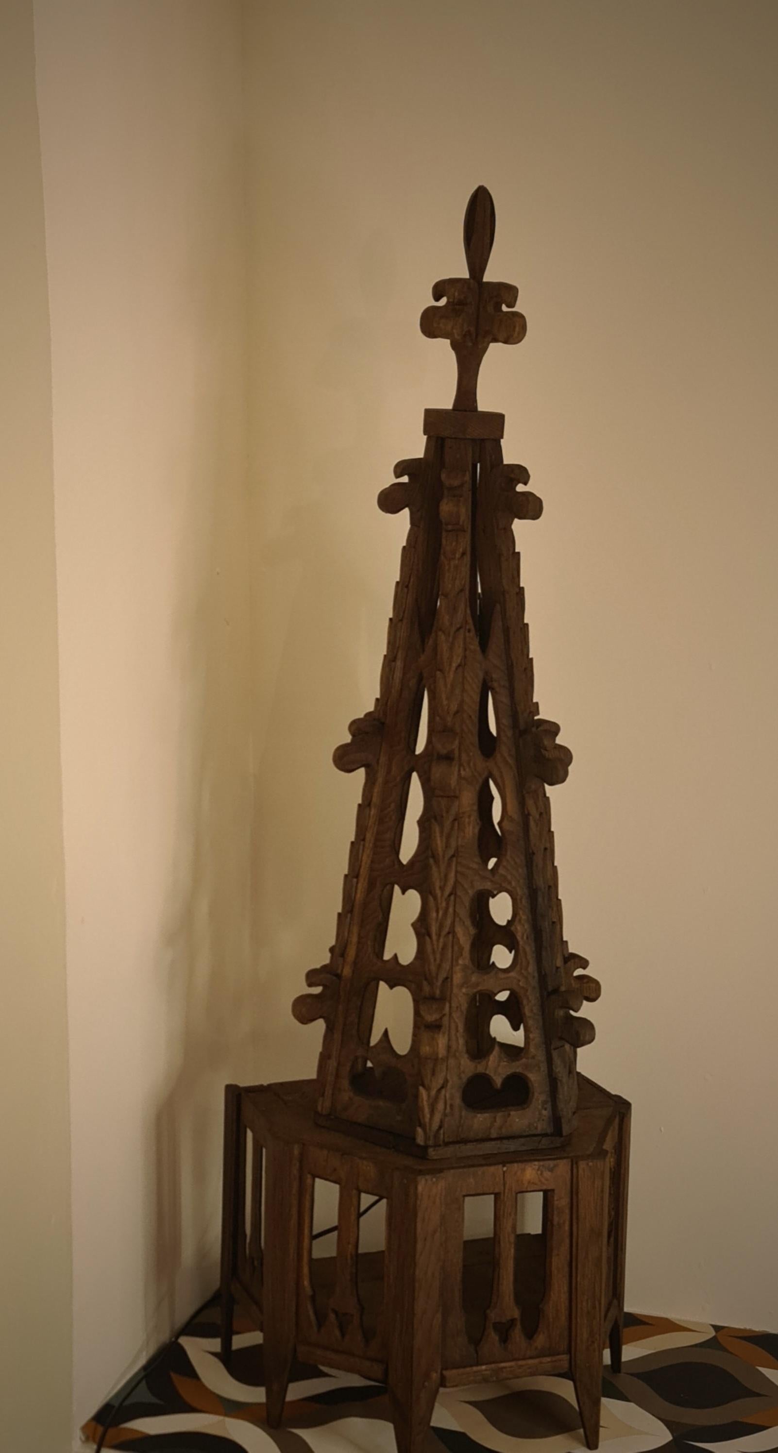 Wood Element of church decoration, Pinnacle transformed into a lamp