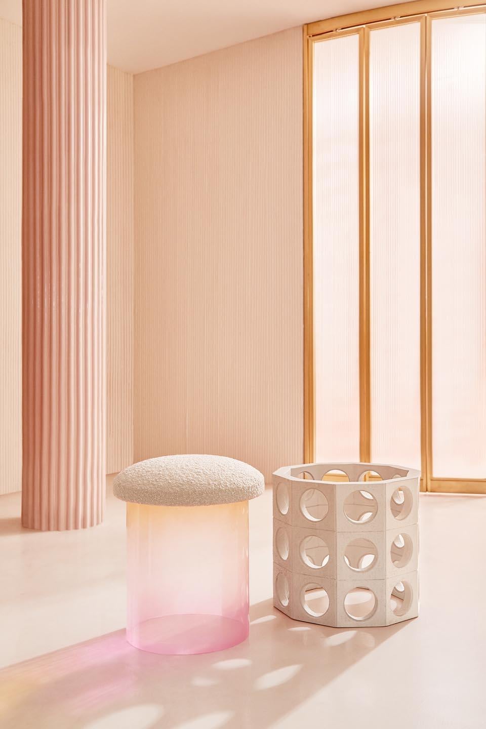 Contemporary Element Pink Pouf by Patricia Bustos de la Torre For Sale
