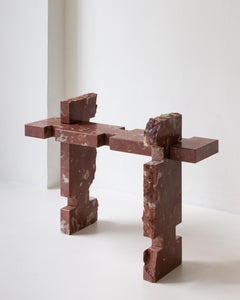 Element Red Marble Stool by Idaaf Architects