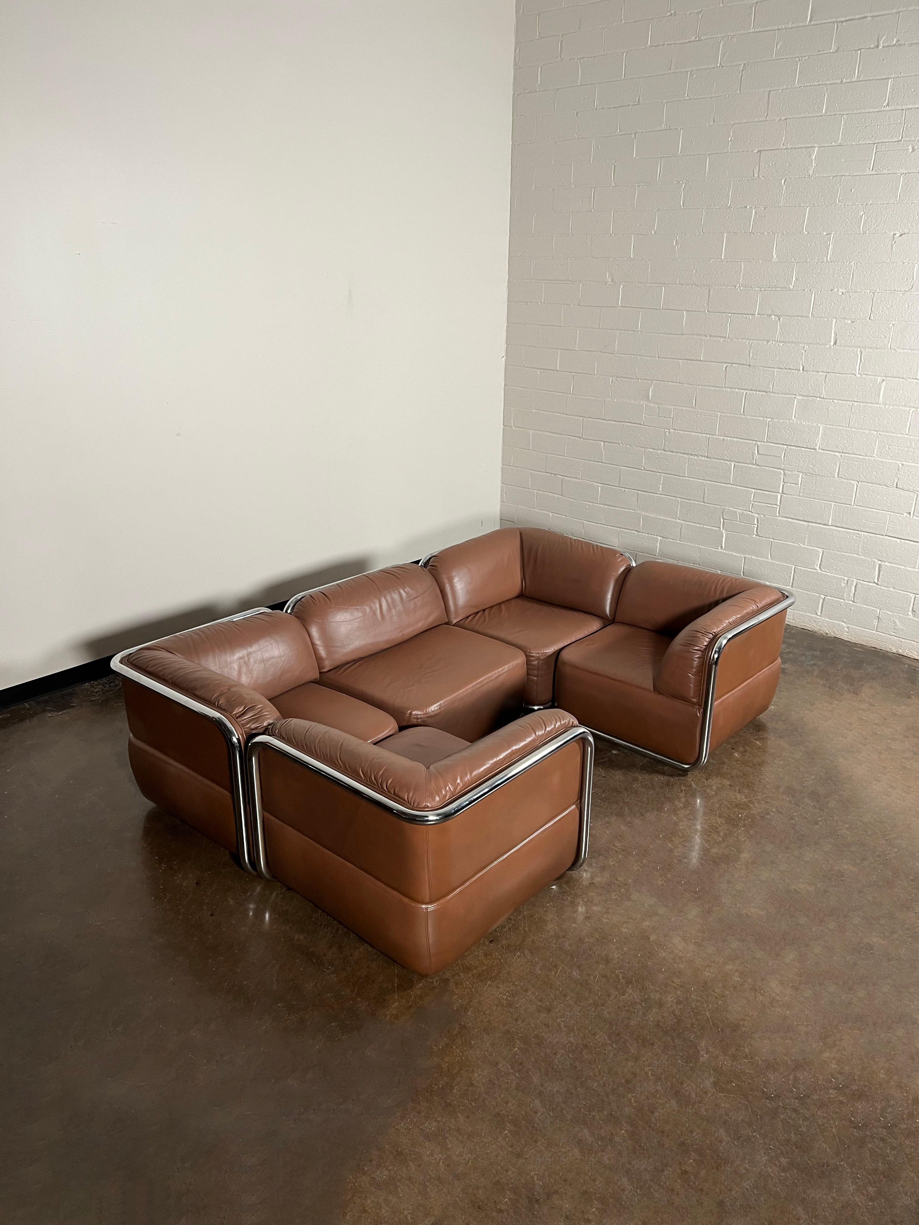 Leather  'Element' Sectional Set by Geoffrey Harcourt for Artifort, 1973, Signed 