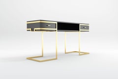 Elemental Console - Modern Handcrafted Black Lacquer Console with Brass Legs