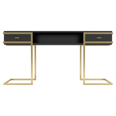 Elemental Console - Modern Handcrafted Black Lacquer Console with Brass Legs
