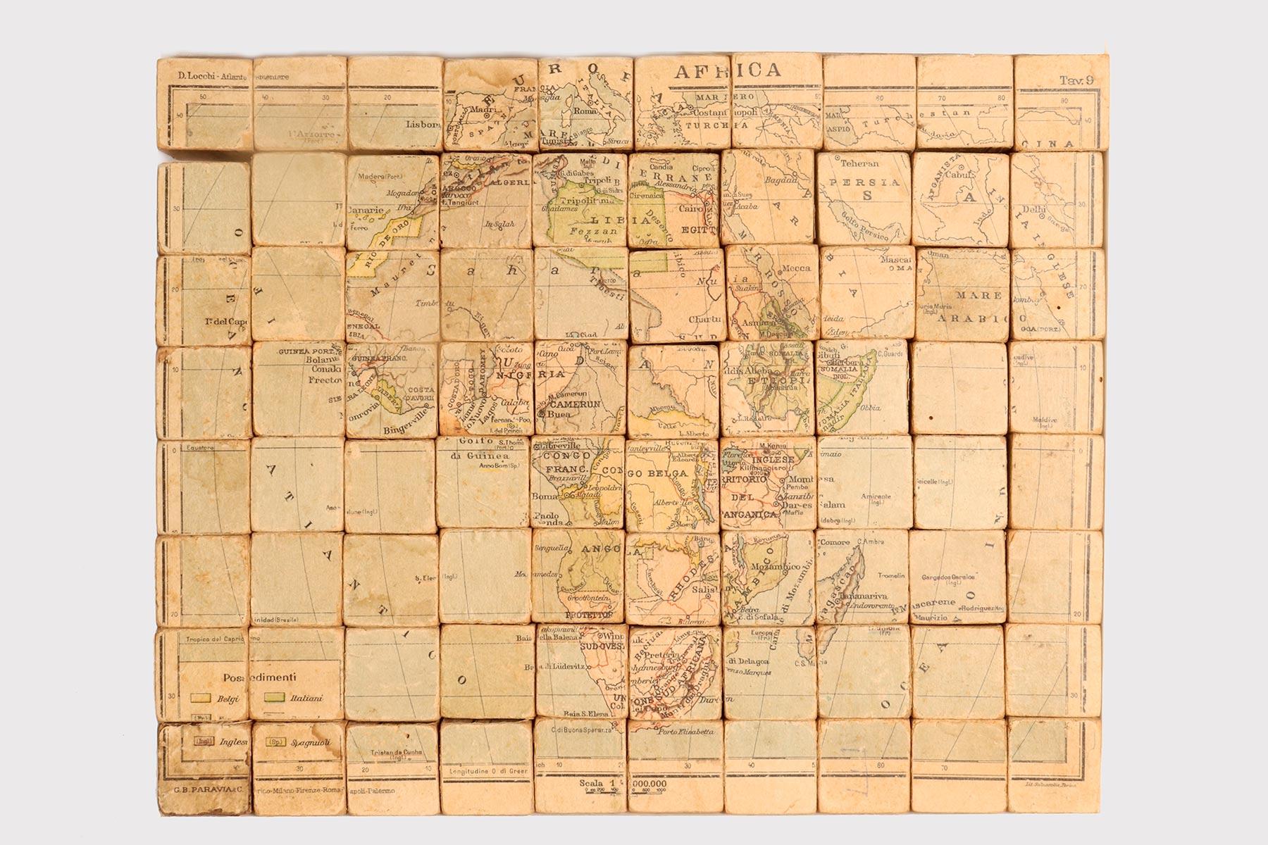 Elementarer spielerischer Atlas in Form eines Puzzles, von D. Locchi, Paravia, Italien 1920 im Angebot 1