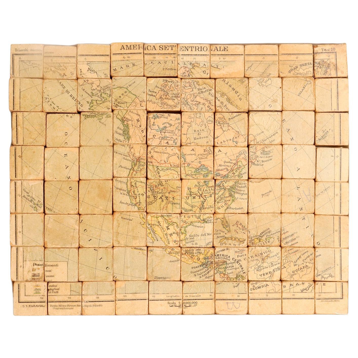 Elementary playful atlas composed of a puzzle, by D. Locchi, Paravia, Italy 1920 For Sale