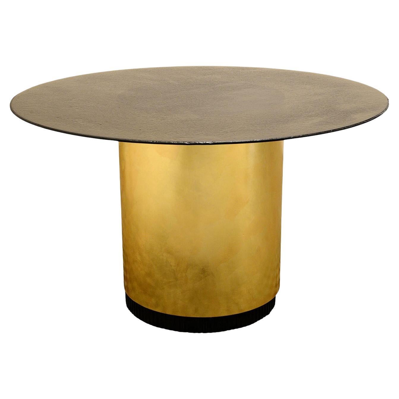 Elemento M.I.40.10 Round Golden & Bronzed Table For Sale