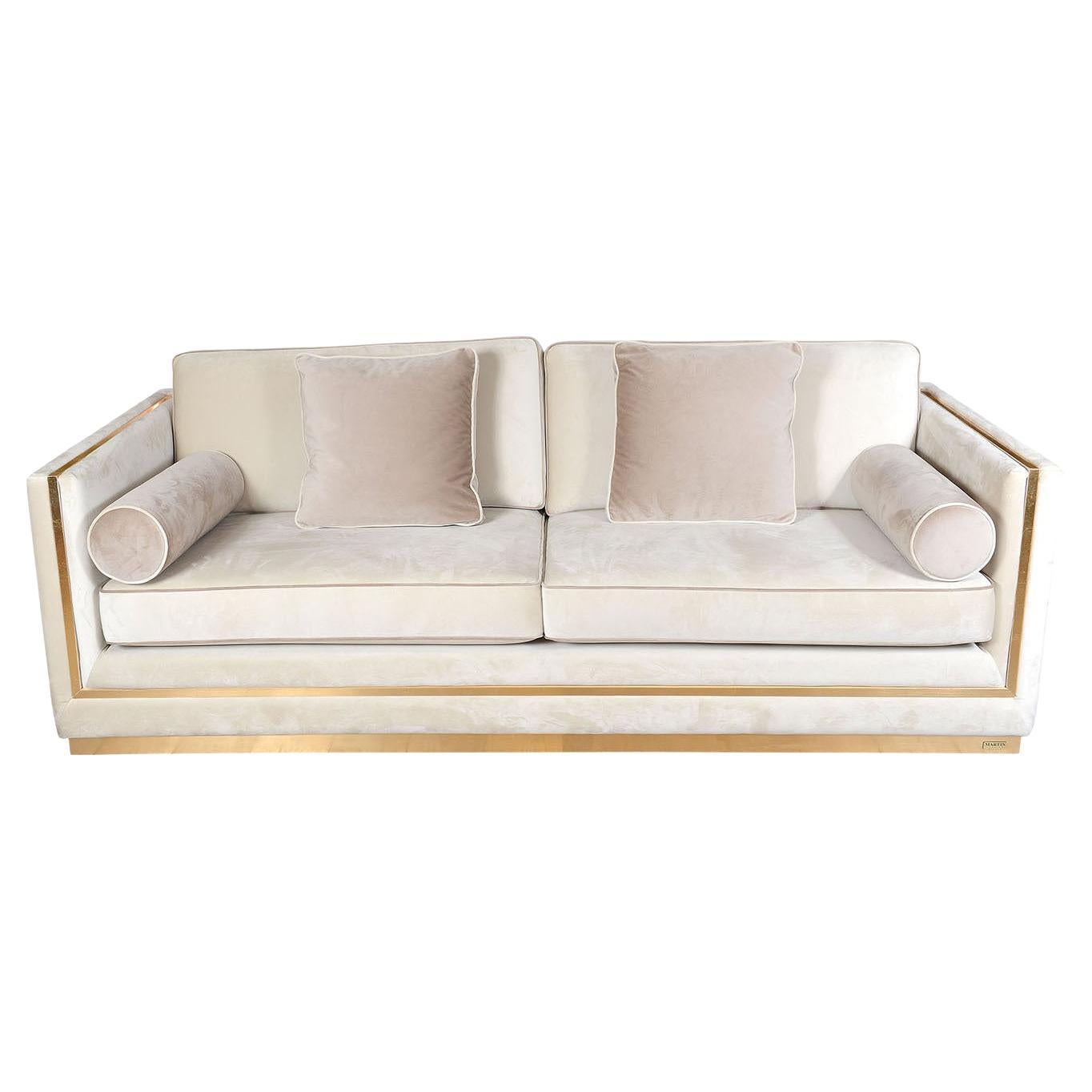 Elemento M.I.80.2 Champagne & Golden Sofa For Sale