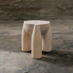 ELEMENTOS Air Stool in Sandblasted Pine with Natural Finish by Daniel Couttolenc