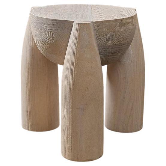 ELEMENTOS Air Stool in Sandblasted Pine with Natural Finish by Daniel Couttolenc