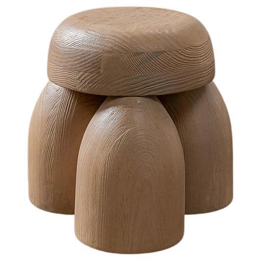 ELEMENTOS Earth Stool Sandblasted Pine with Natural Finish by Daniel Couttolenc