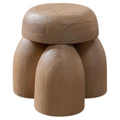 ELEMENTOS Earth Stool Sandblasted Pine with Natural Finish by Daniel Couttolenc