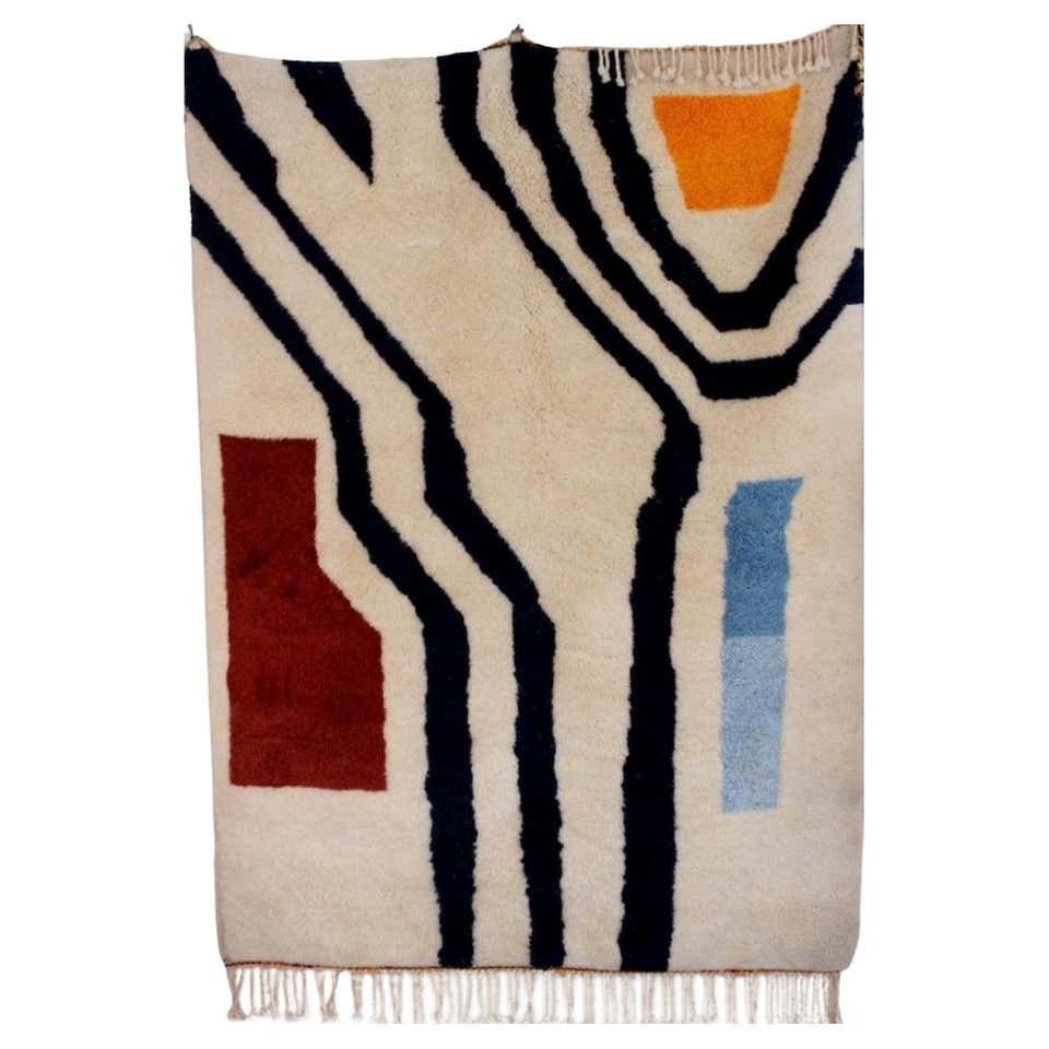Contemporary Handmade Moroccan Rug - 100% Natural Wool - Custom Opts ...