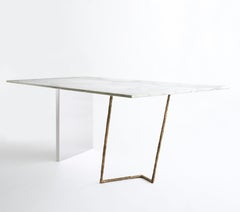 Elements Table by Billy Cotton in Marble with Stainless Steel, Cast Bronze Legs