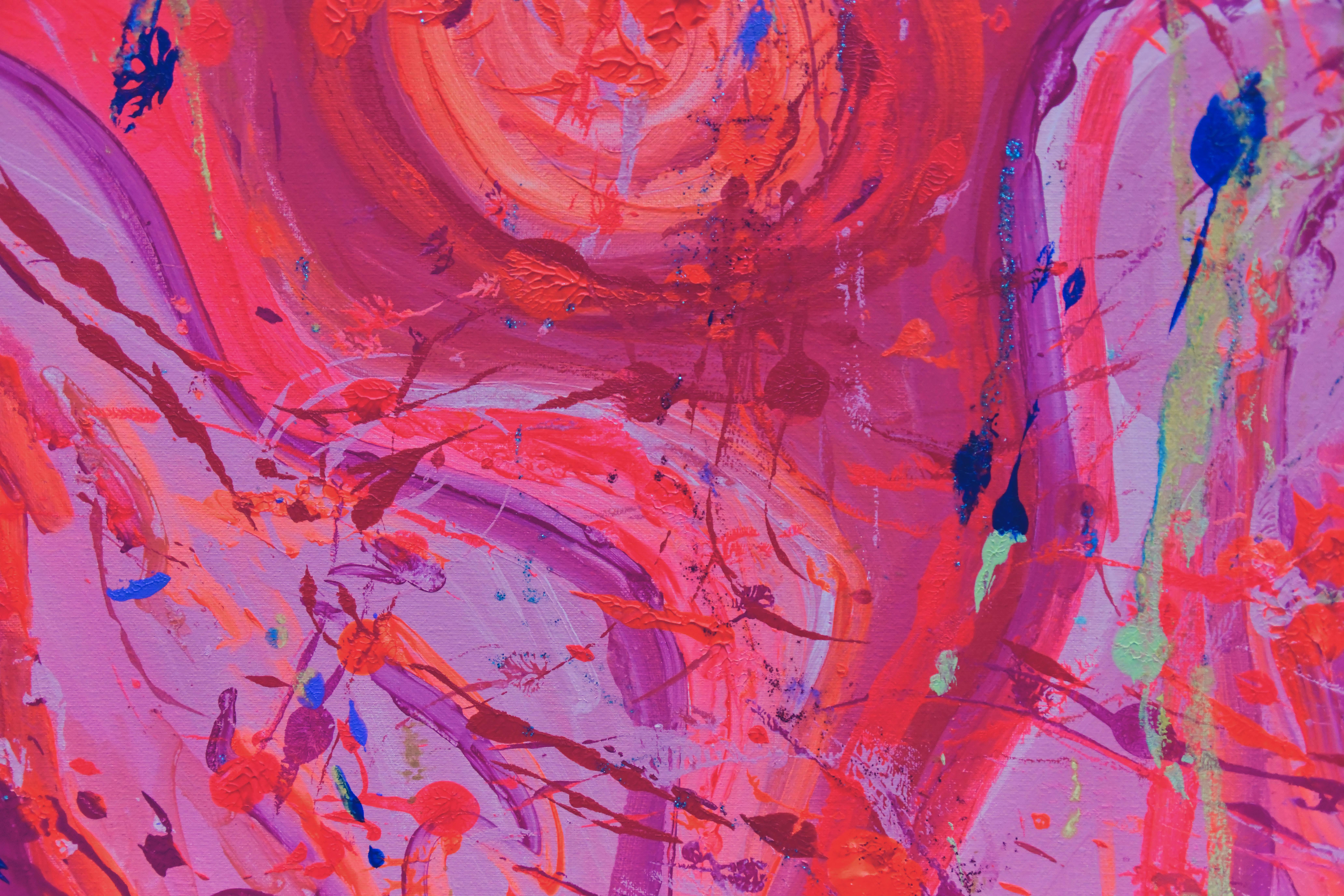 Abstract portraints 2 - Pink Abstract Painting by Elena Bandurka