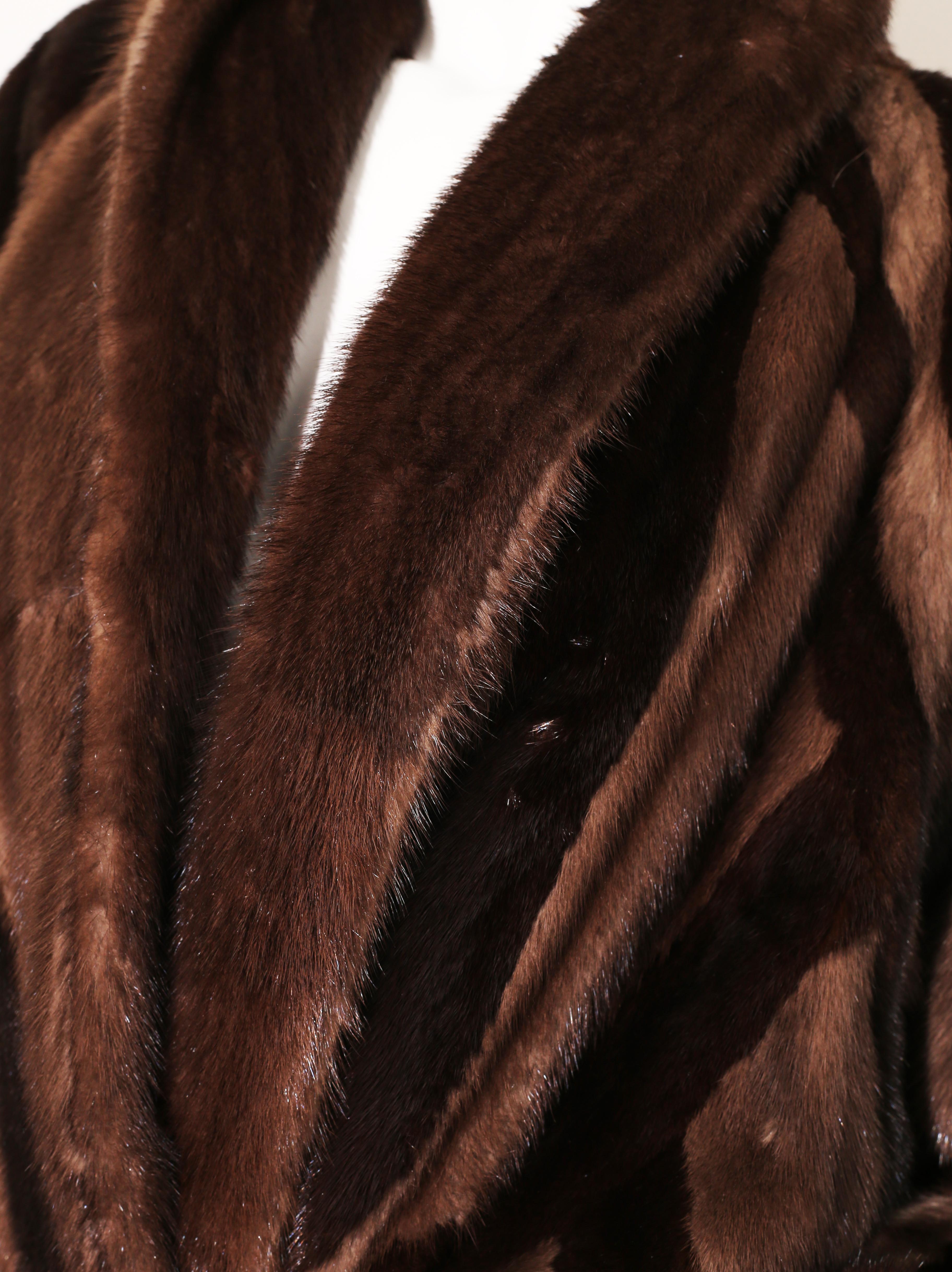 Black Elena Benarroch double coloured brown sheared mink coat