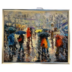 Obra de arte Giclee embellecida a mano de Elena Bond titulada "Tormenta en la plaza"