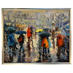 Elena Bond Hand Embellished Giclee Art Titled "Storm on the Plaza"