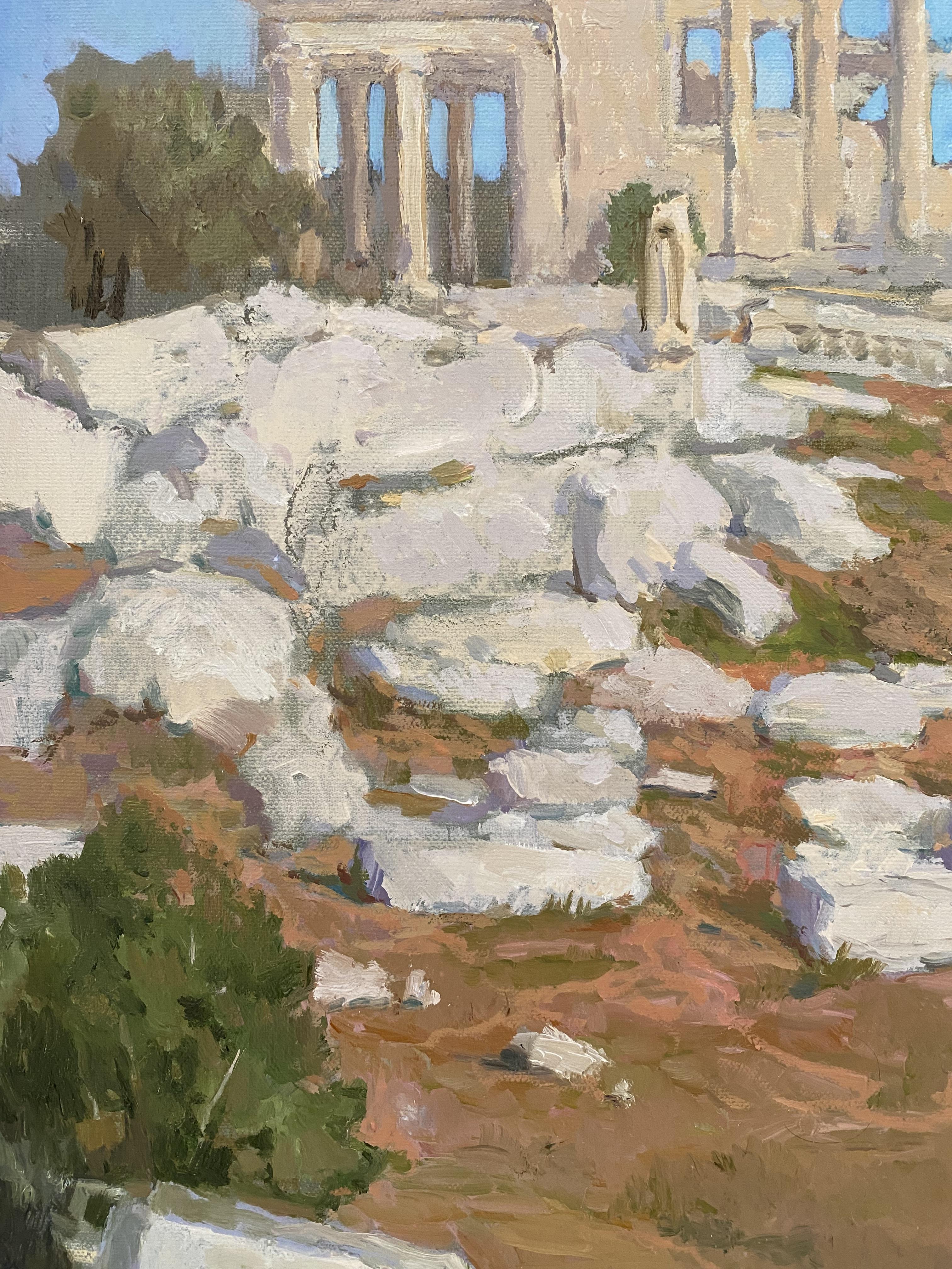 Licht von Acropolis, Öl auf Leinwand, Landschaft, Griechenland, Wandgemälde, Interieur, Wandmalerei im Angebot 2
