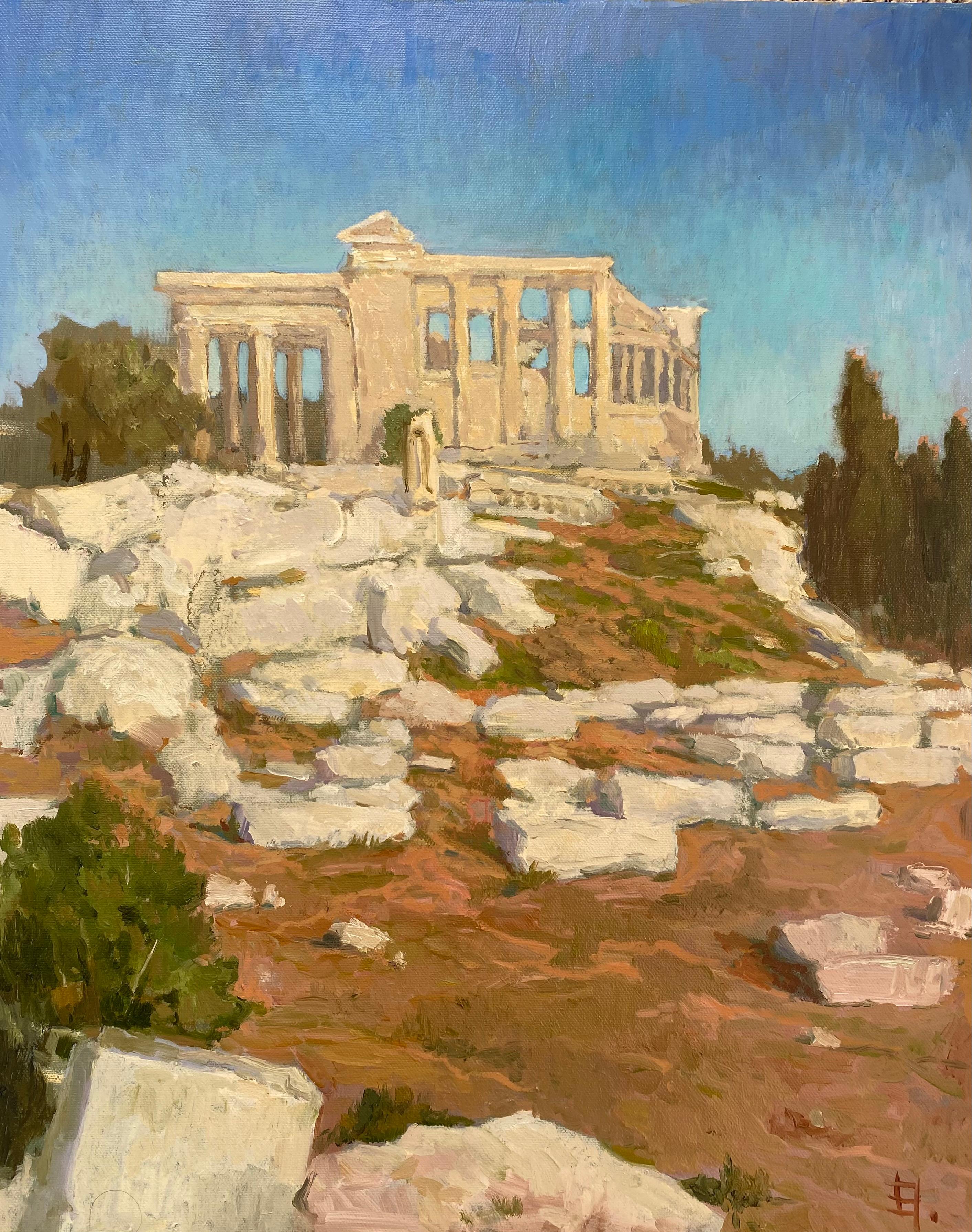 Lampe d'Acropolis, huile sur toile paysage Grèce peinture murale d'intérieur