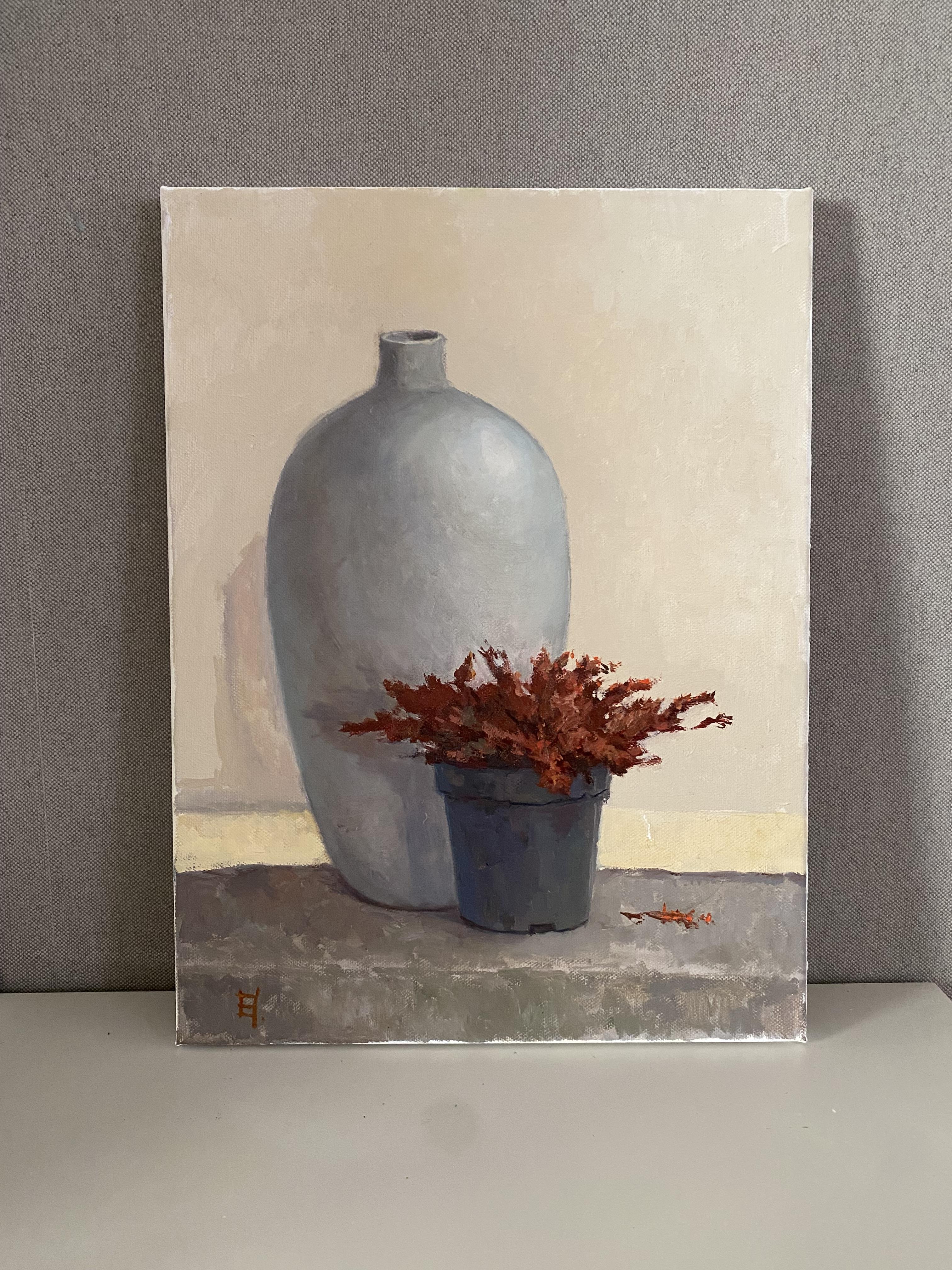 Nach der Blüte, zeitgenössisches Stillleben, Öl auf Leinwand, Kunst, Minimalismus im Angebot 5