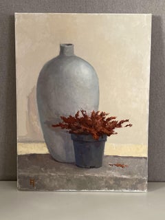 Nach der Blüte, zeitgenössisches Stillleben, Öl auf Leinwand, Kunst, Minimalismus