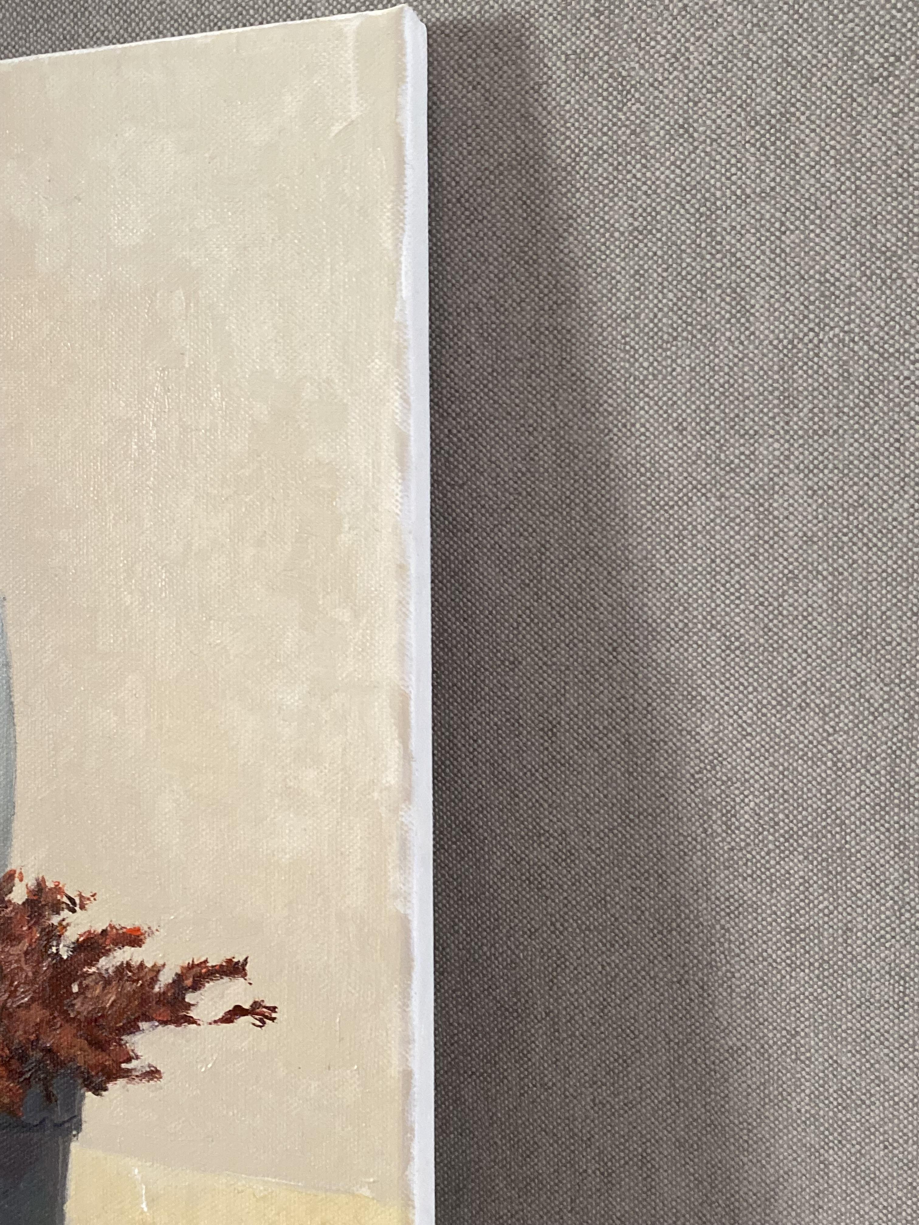 Nach der Blüte, zeitgenössisches Stillleben, Öl auf Leinwand, Kunst, Minimalismus im Angebot 3