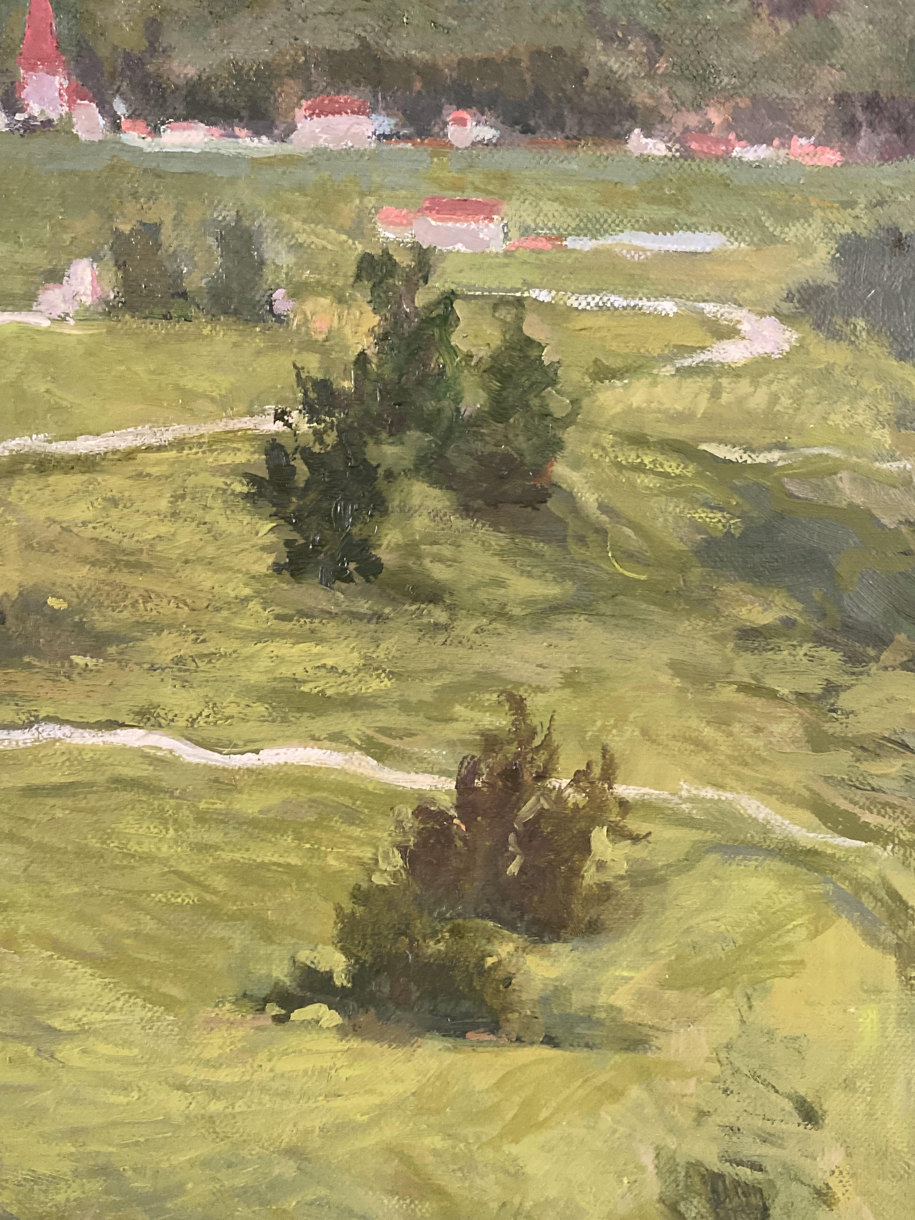 Après-midi en Gruyère, paysage français huile originale sur toile fine art - Impressionnisme Painting par Elena Bulatova