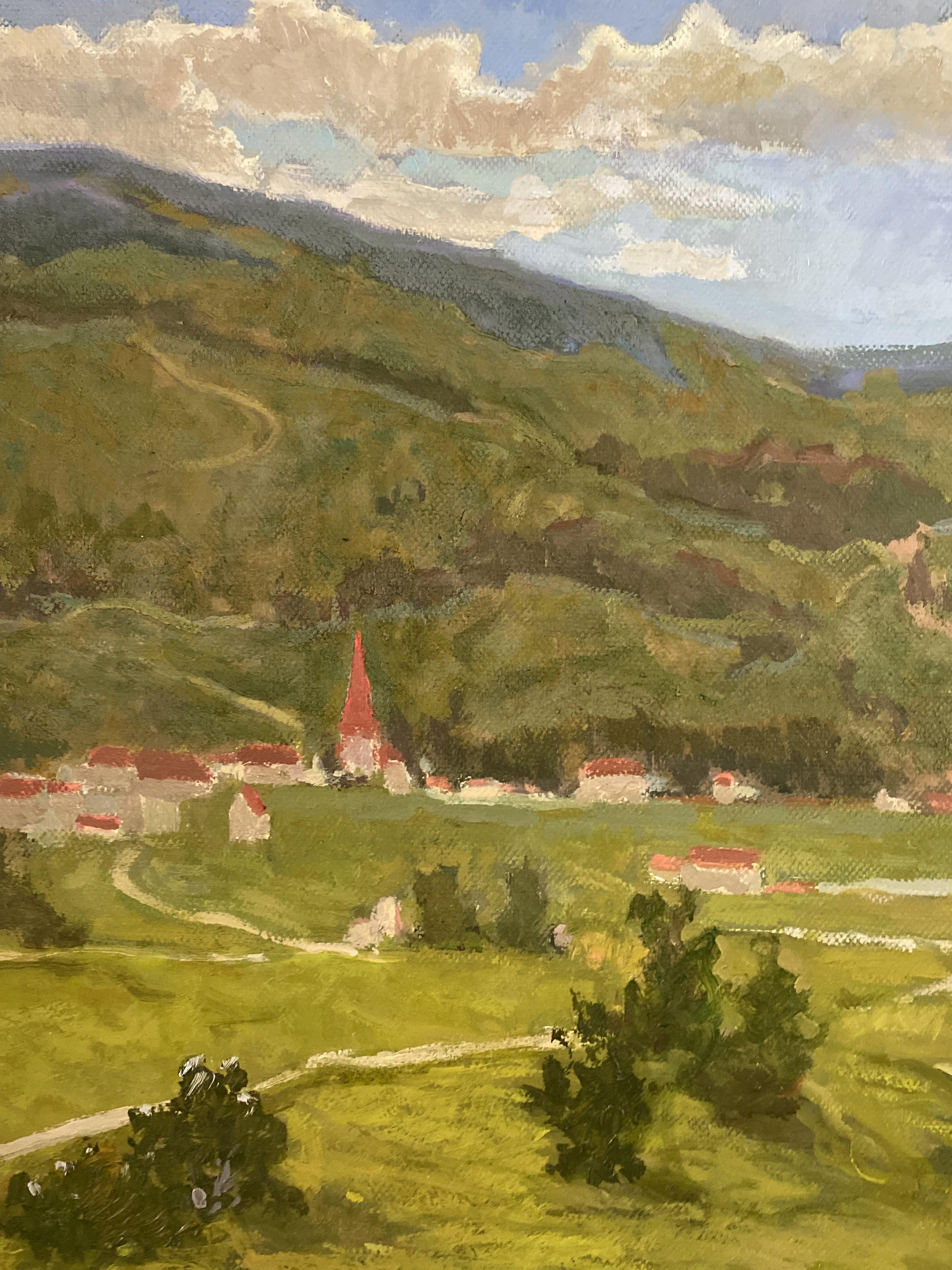 Après-midi en Gruyère, paysage français huile originale sur toile fine art en vente 1