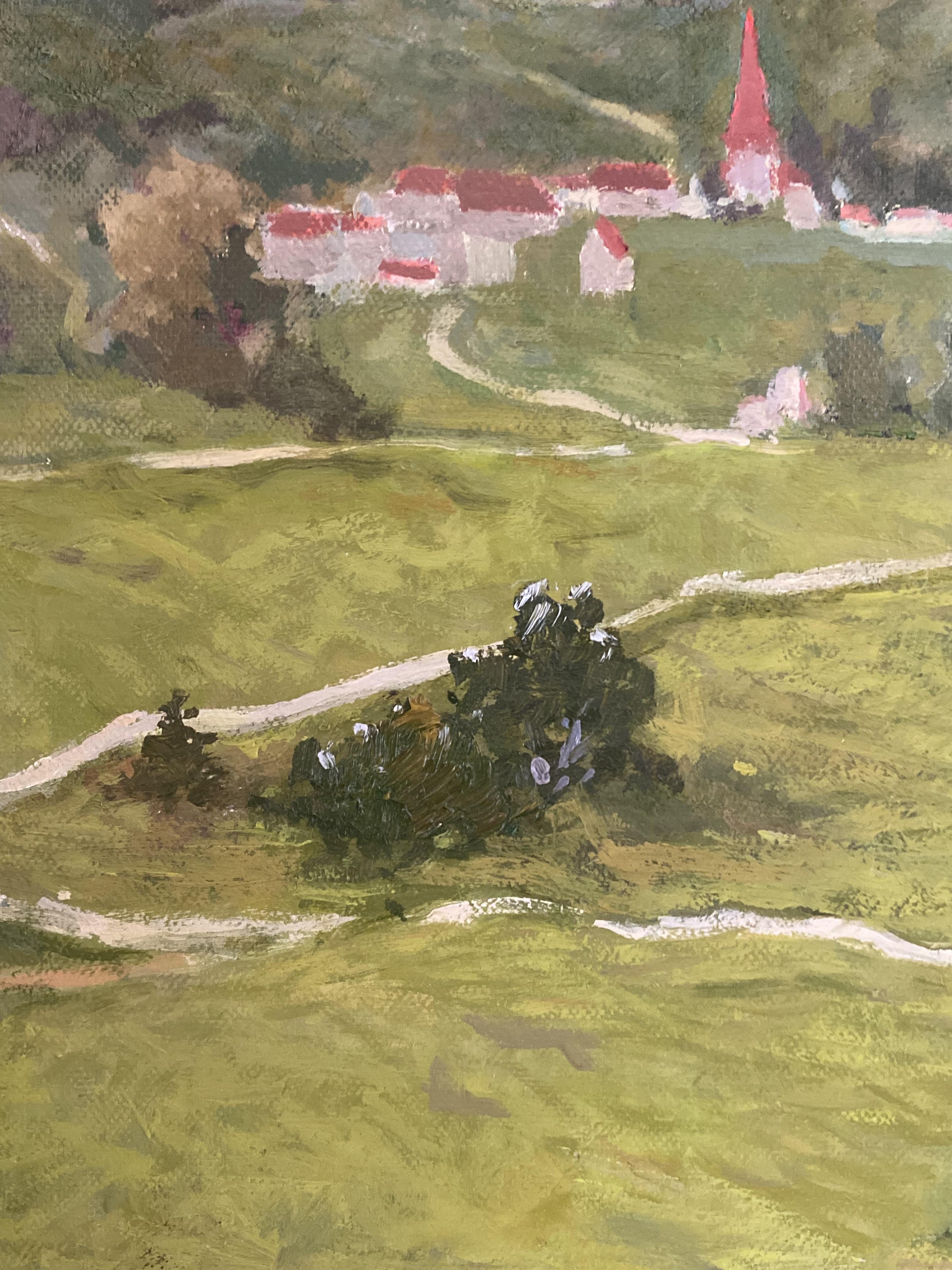 Après-midi en Gruyère, paysage français huile originale sur toile fine art en vente 2