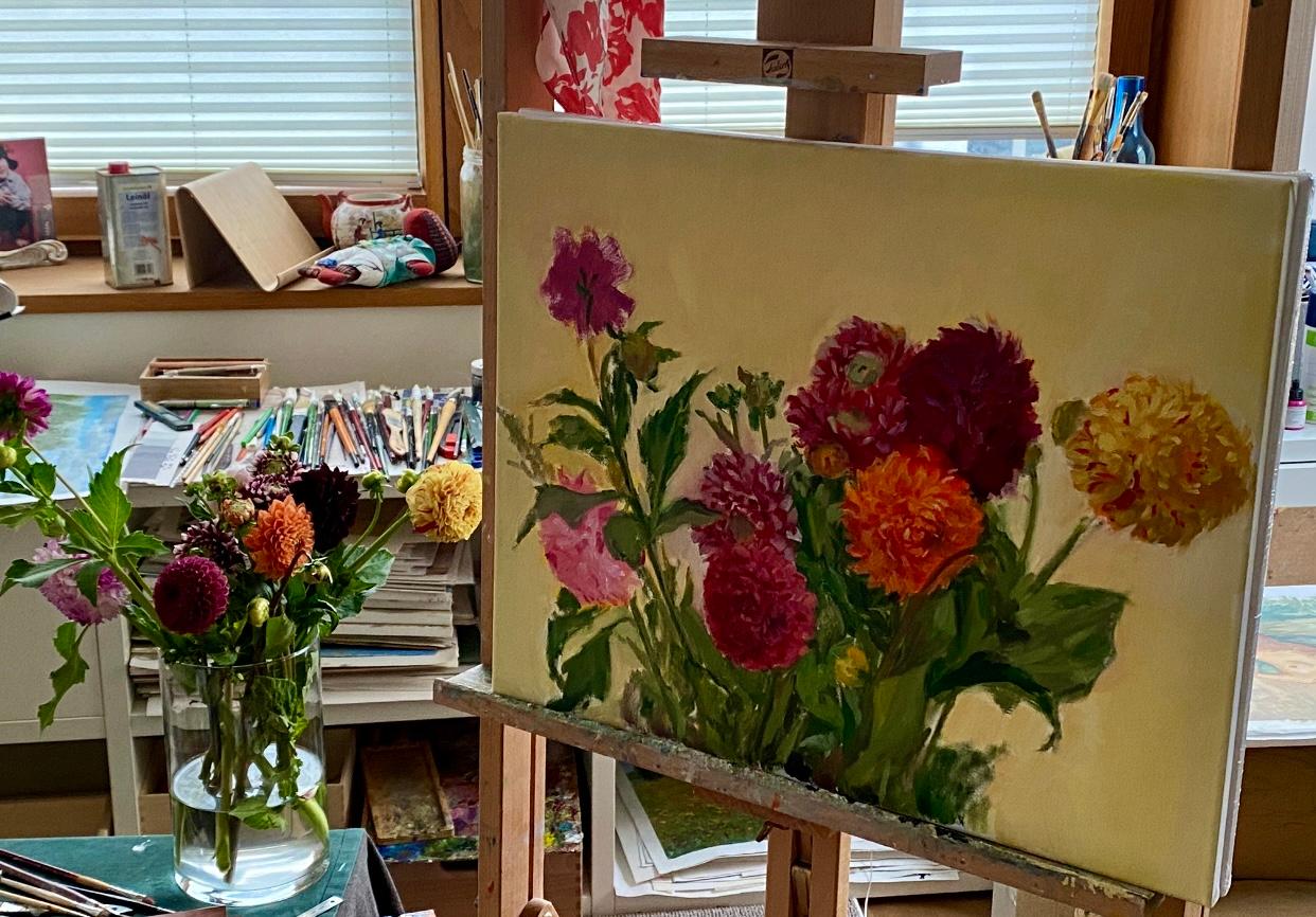 Flores de la vida, pintura al óleo, flores, feinart, horizontal en venta 1