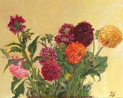 Fiori della vita, pittura a olio, fiori, feinart, orizzontale