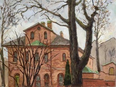 Brick and Branches Architecture oil painting Impressionism realism fine art