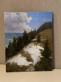 “Fading winter” oil painting, landscape, Swiss Alps, wall decor, Impressionistic