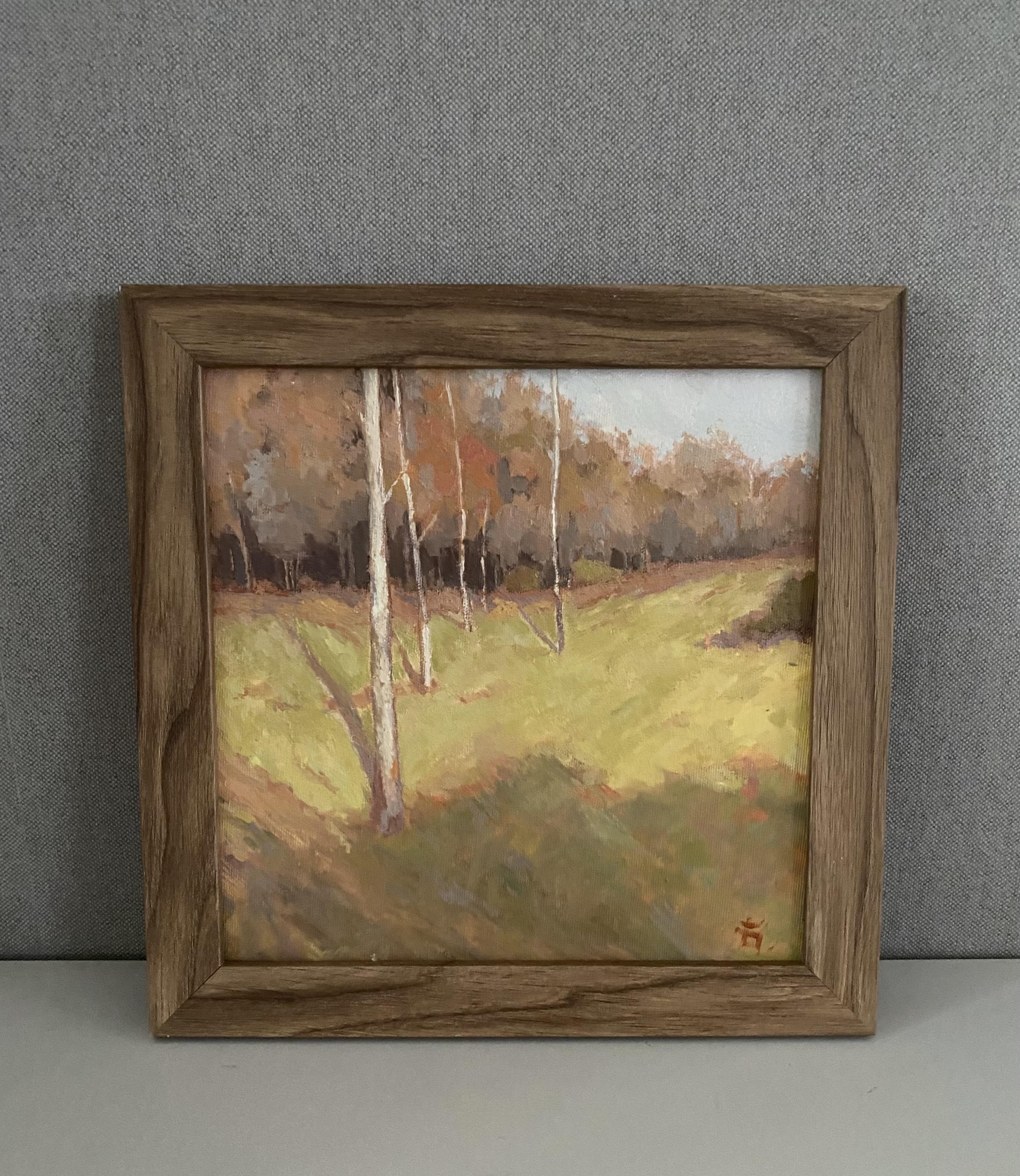 Notas de campo, óleo sobre lienzo, pintura pequeña, impresionista, paisaje, verano - Painting de Elena Bulatova