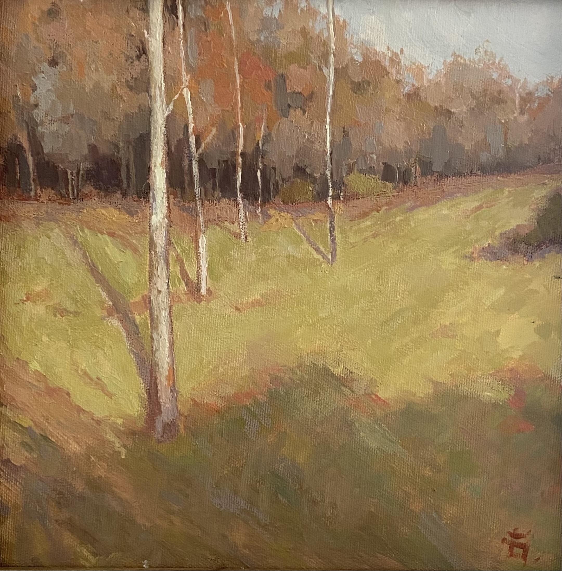 Notas de campo, óleo sobre lienzo, pintura pequeña, impresionista, paisaje, verano - Painting Impresionista de Elena Bulatova