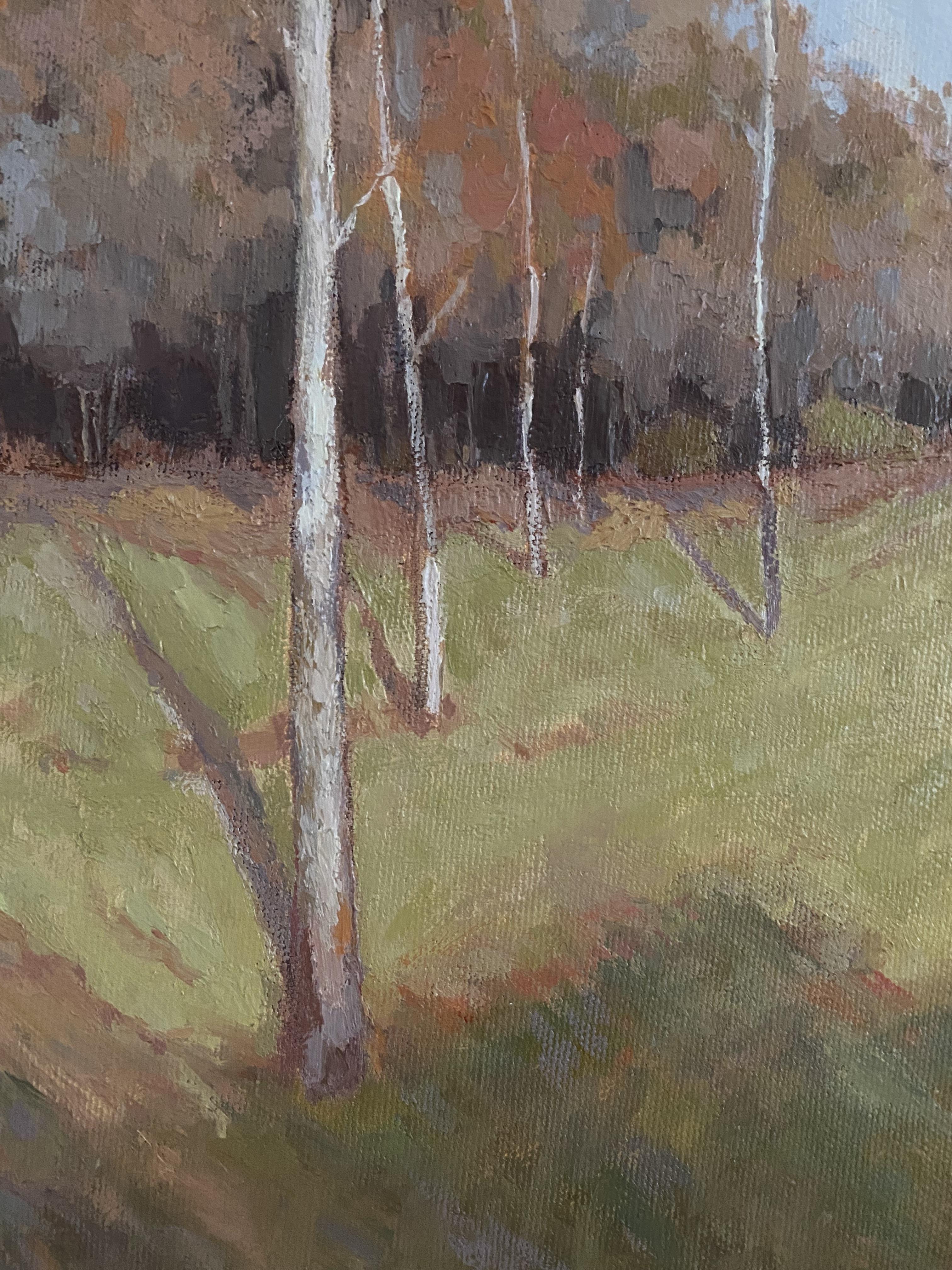Notas de campo, óleo sobre lienzo, pintura pequeña, impresionista, paisaje, verano - Landscape Painting Marrón de Elena Bulatova