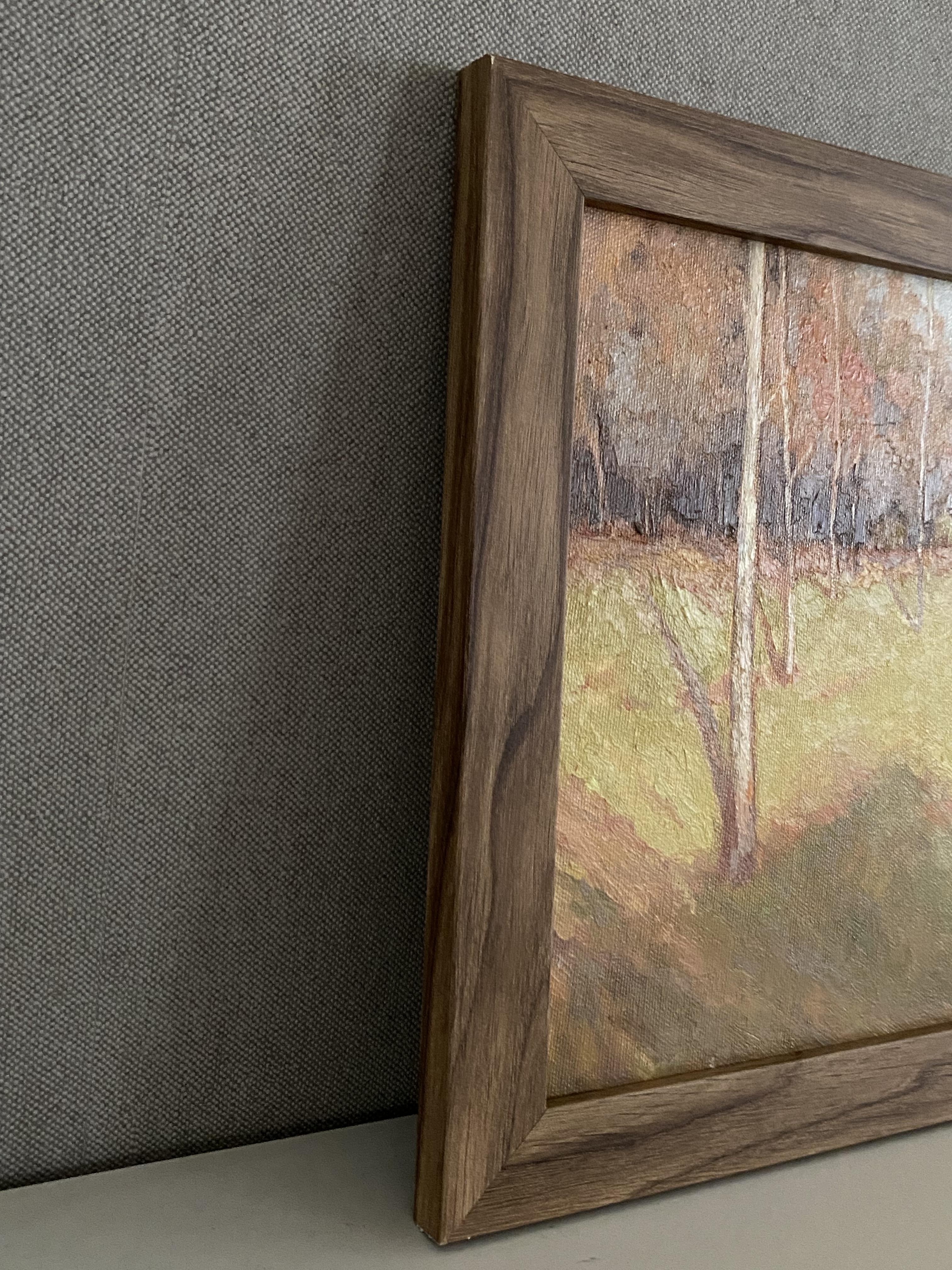 Notas de campo, óleo sobre lienzo, pintura pequeña, impresionista, paisaje, verano en venta 1