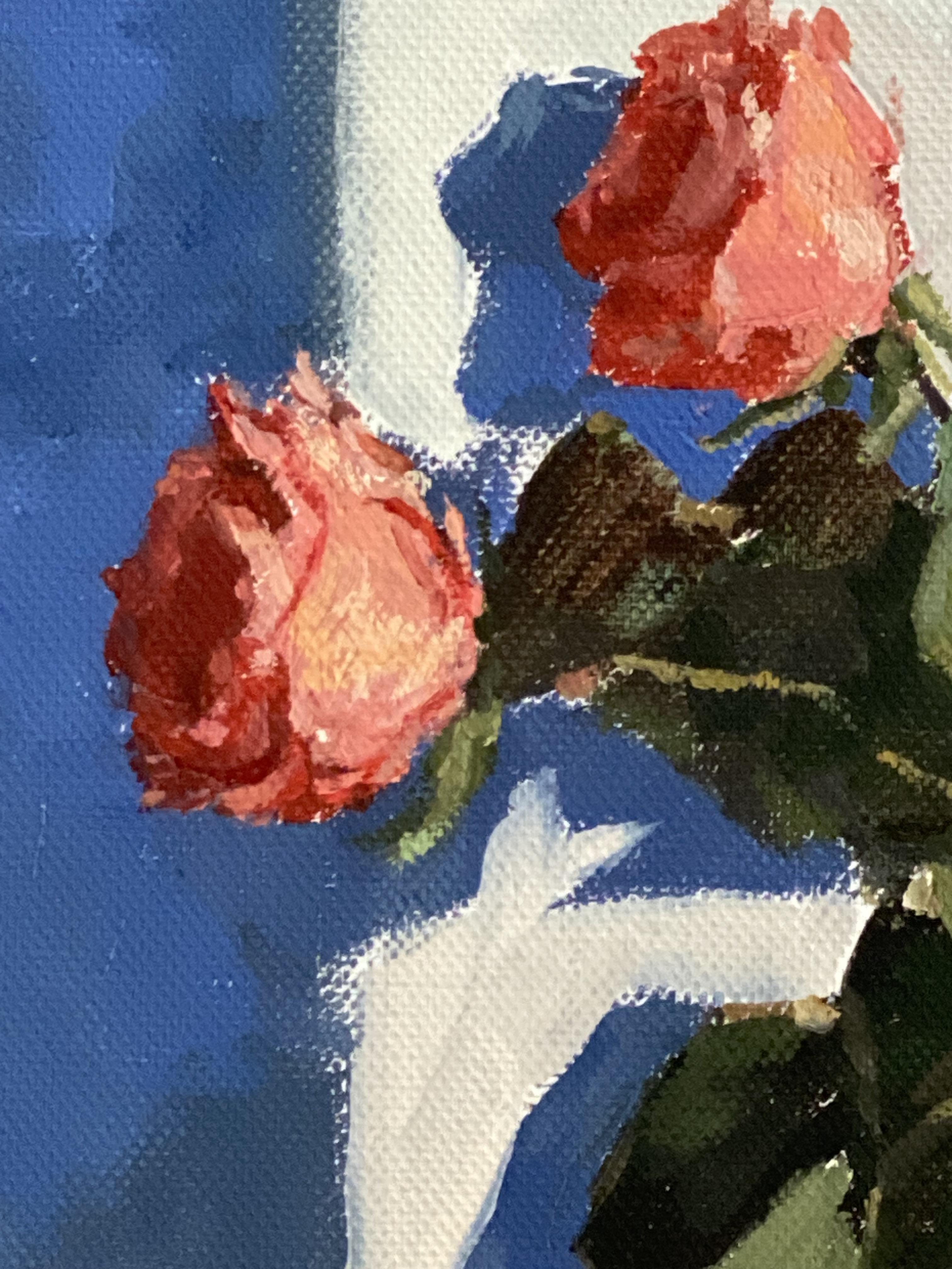 Glas, Licht, Rosen. Ölgemälde, alla prima, Impressionismus, bildende Kunst im Angebot 3