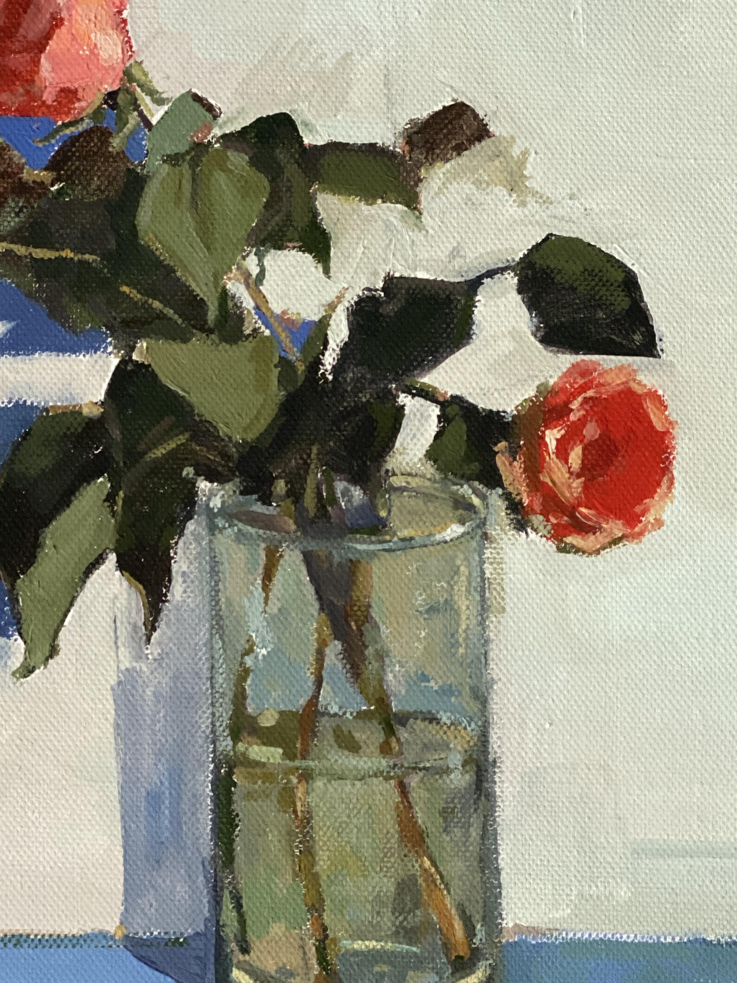 Glas, Licht, Rosen. Ölgemälde, alla prima, Impressionismus, bildende Kunst im Angebot 4