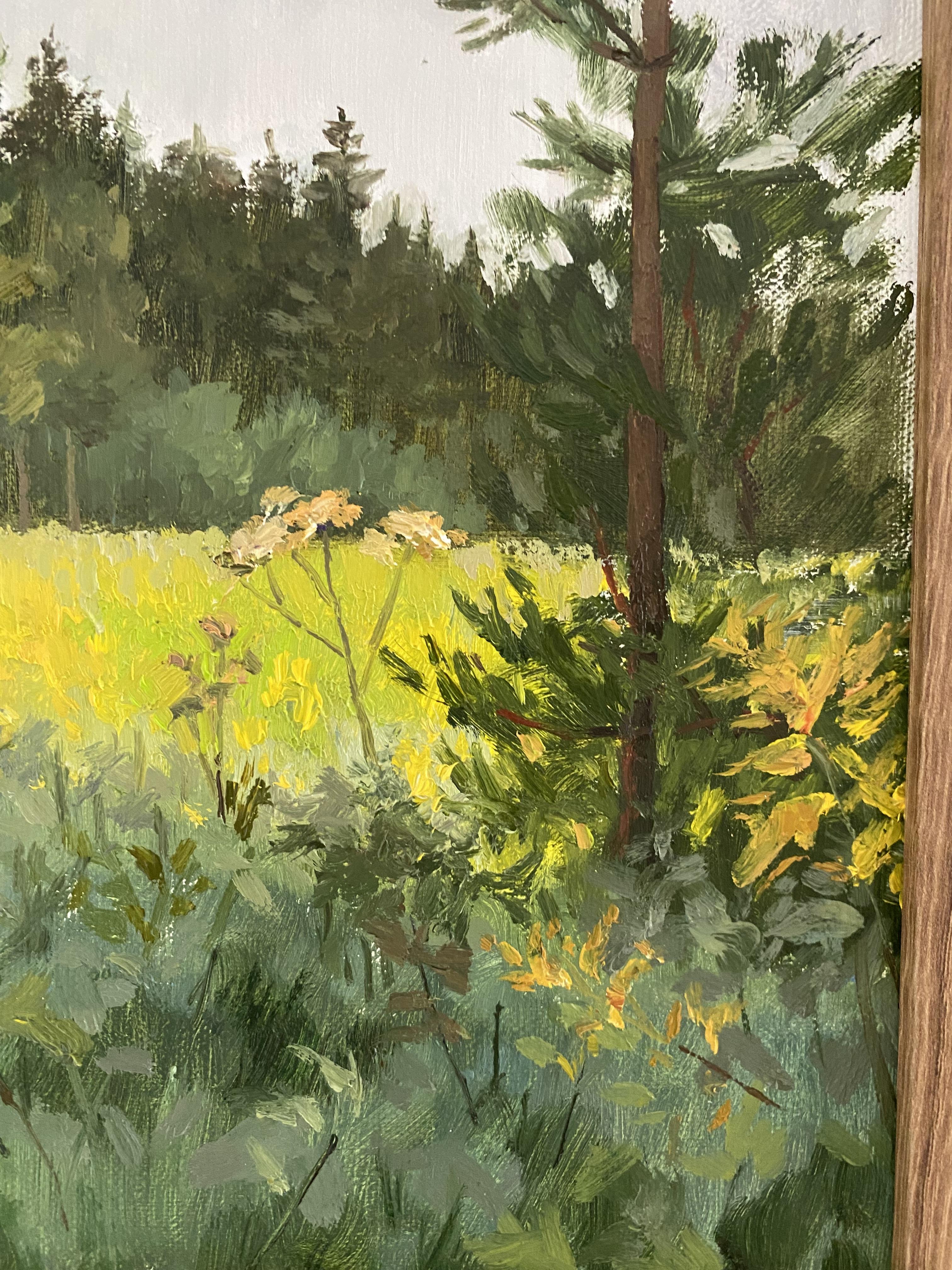 Fuga verde, óleo sobre lienzo, enmarcado, paisaje, impresionista, interior en venta 1