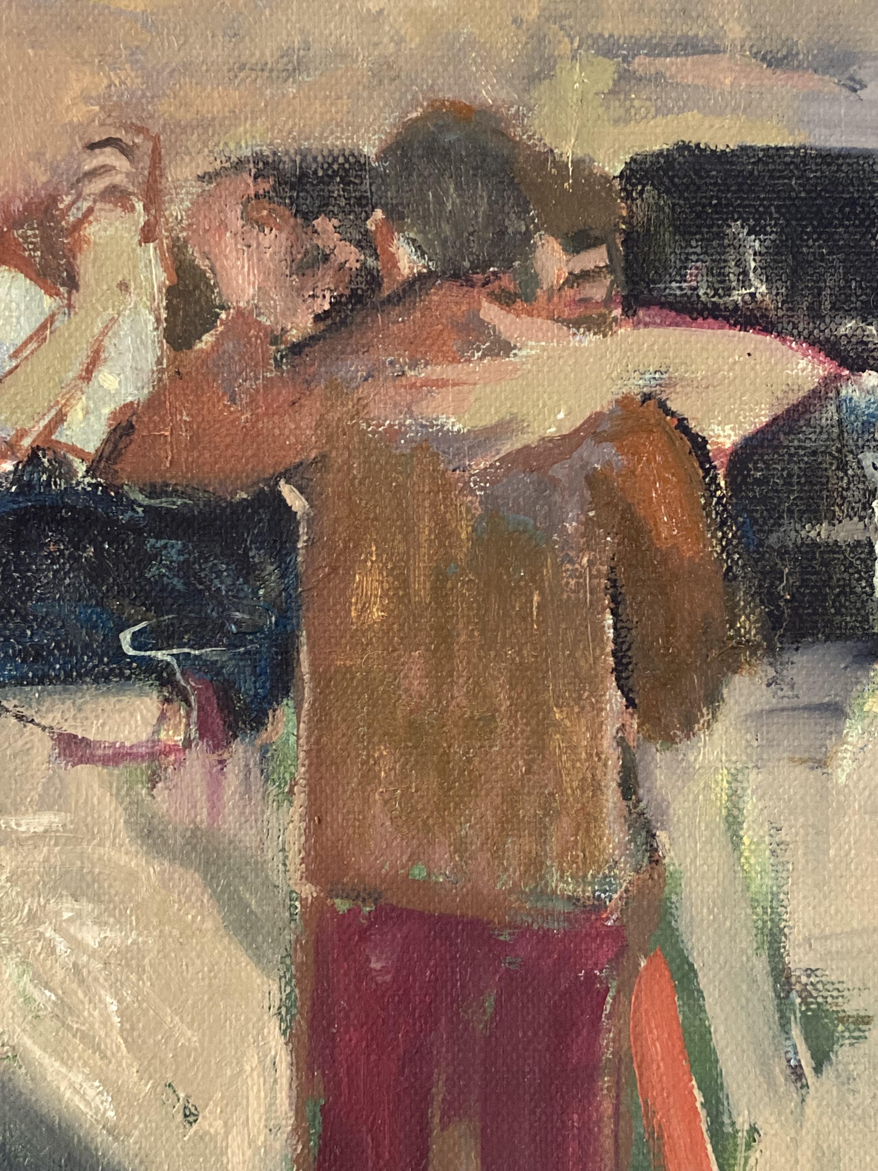 Inside the Tango, Tanz Kunst Öl Leinwand impressionistisch zeitgenössisch figurativ (Impressionismus), Painting, von Elena Bulatova