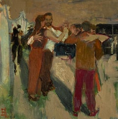 Inside the Tango, dance art oil canvas impressionistic contemporary figurative