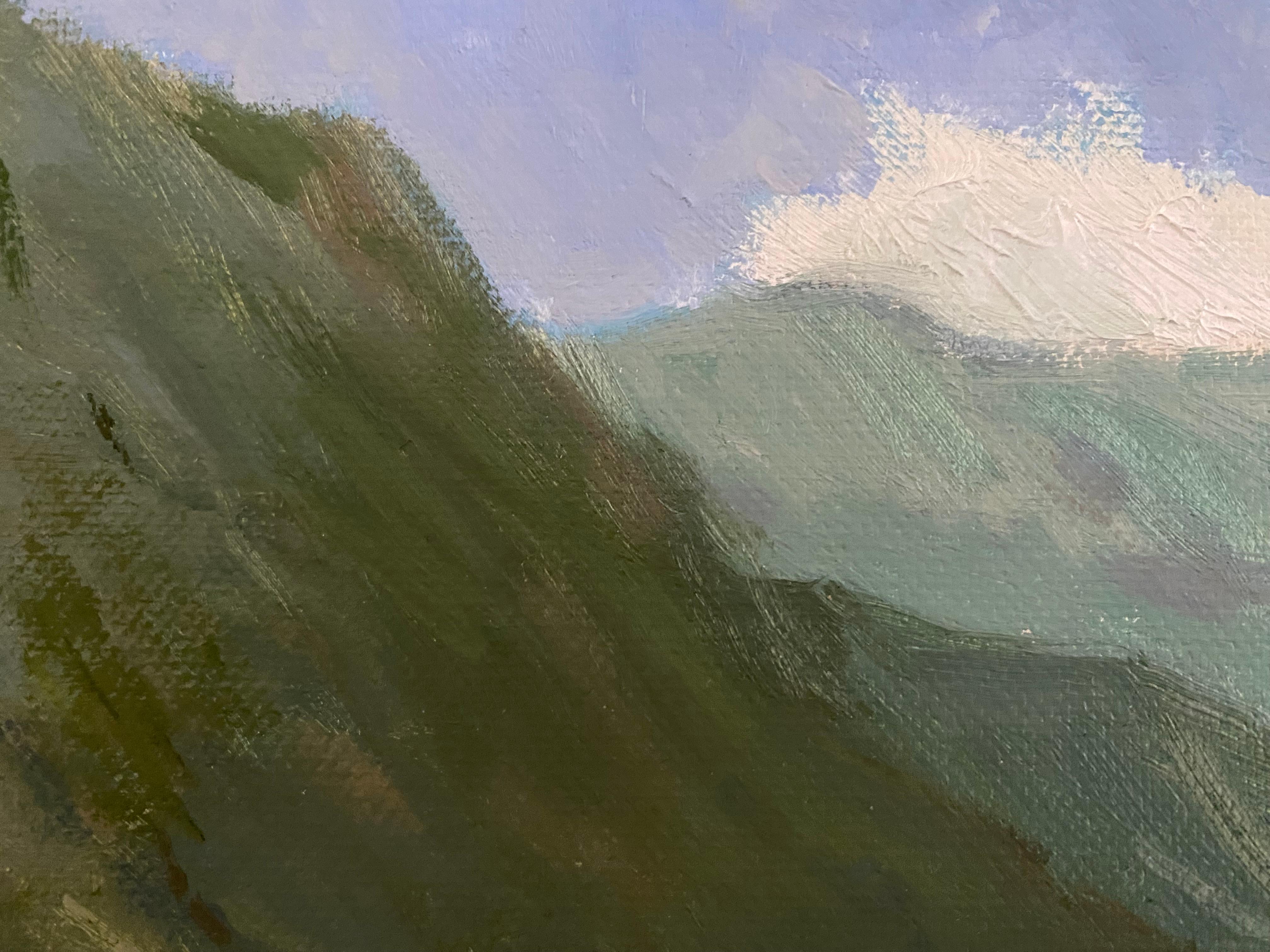 Lugano See Viewi Ölgemälde Landschaft Impressionismus Berg Seelandschaft Natur im Angebot 1