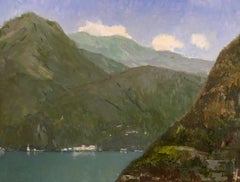Lugano Lake Viewi oilpainting landscape Impressionism mountain seascape nature