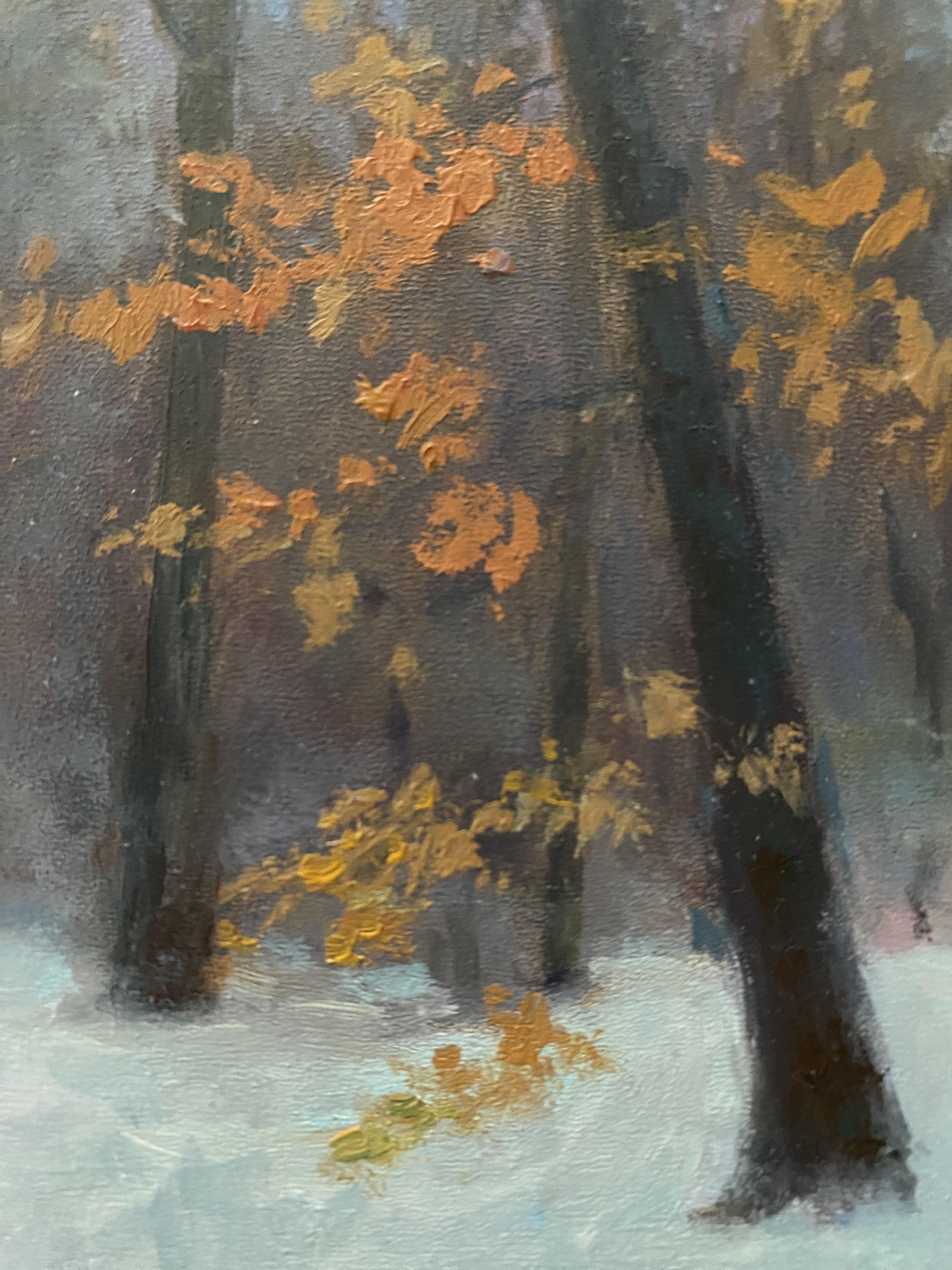 Ein nebliger Tag im Englischen Garten. Nature, kleines Kunstwerk. Herbstliche Landschaften im Angebot 5