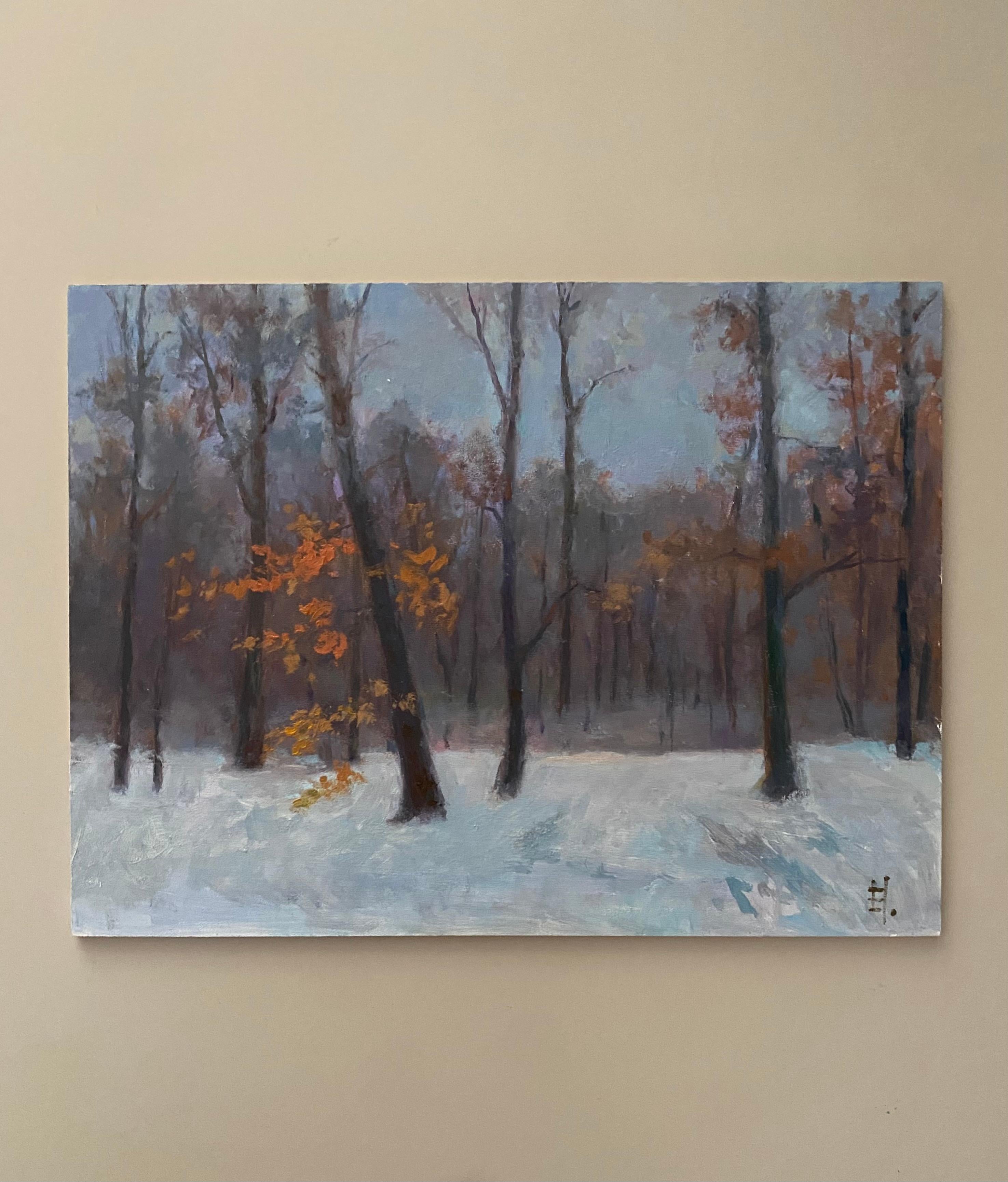 Ein nebliger Tag im Englischen Garten. Nature, kleines Kunstwerk. Herbstliche Landschaften im Angebot 6